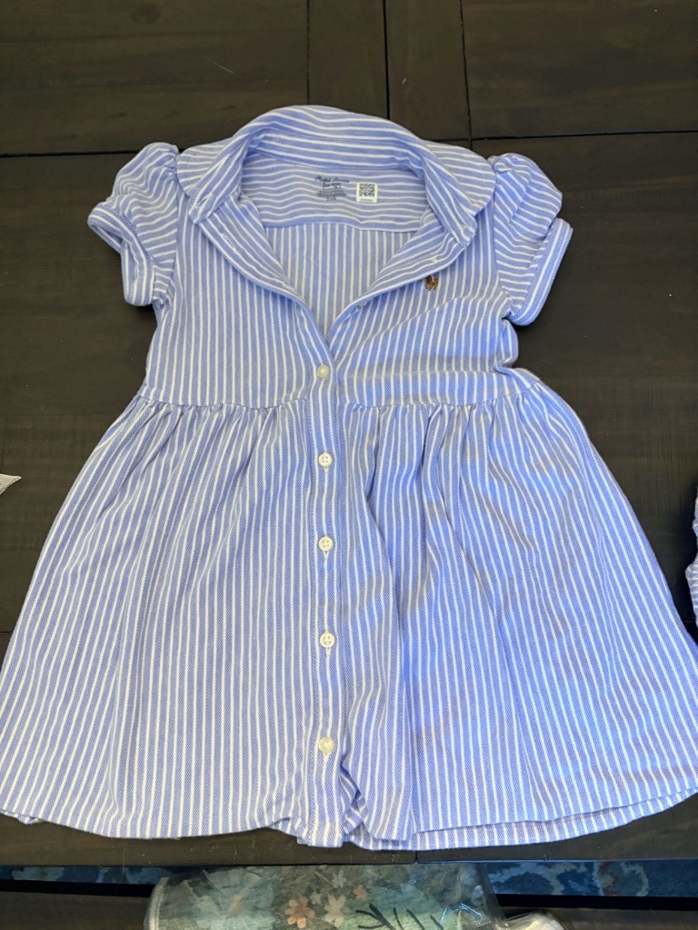 Ralph Lauren Light Blue and White Striped Polo Dress for Girls
